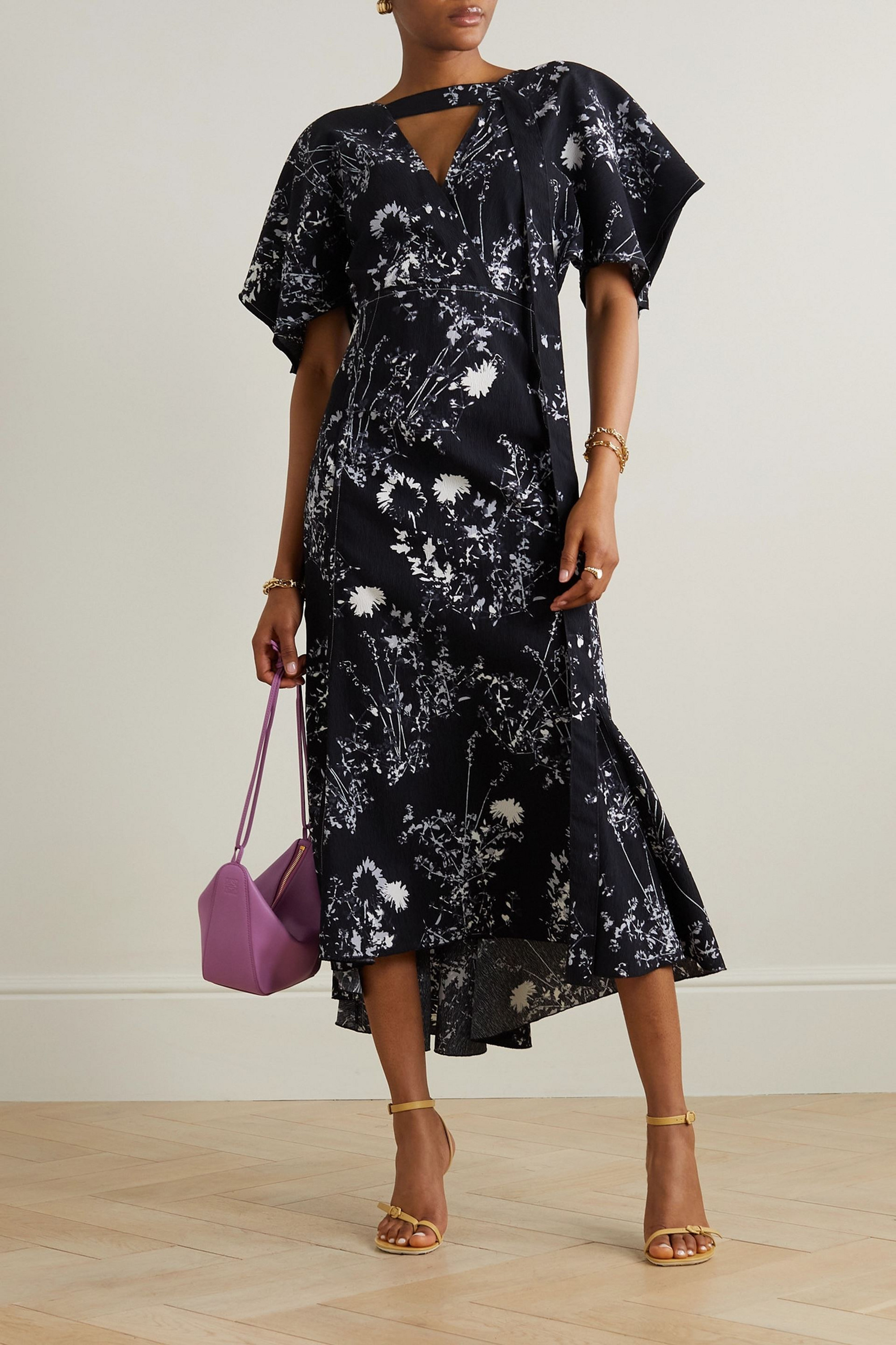 Victoria Beckham Floral-print crepon midi dress