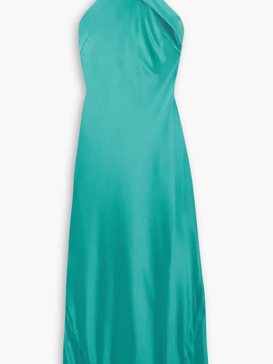 satin halterneck midi dress