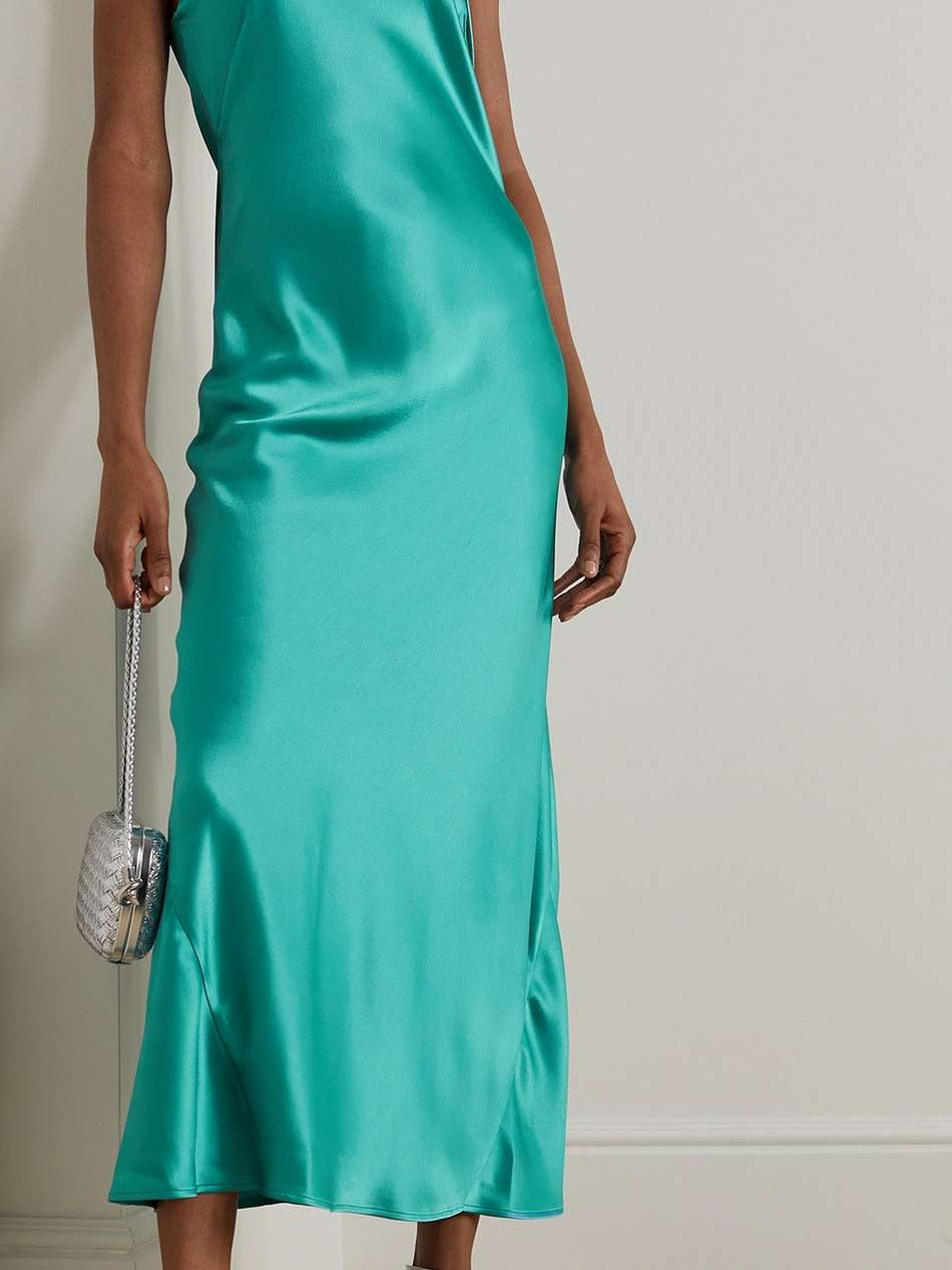 satin halterneck midi dress
