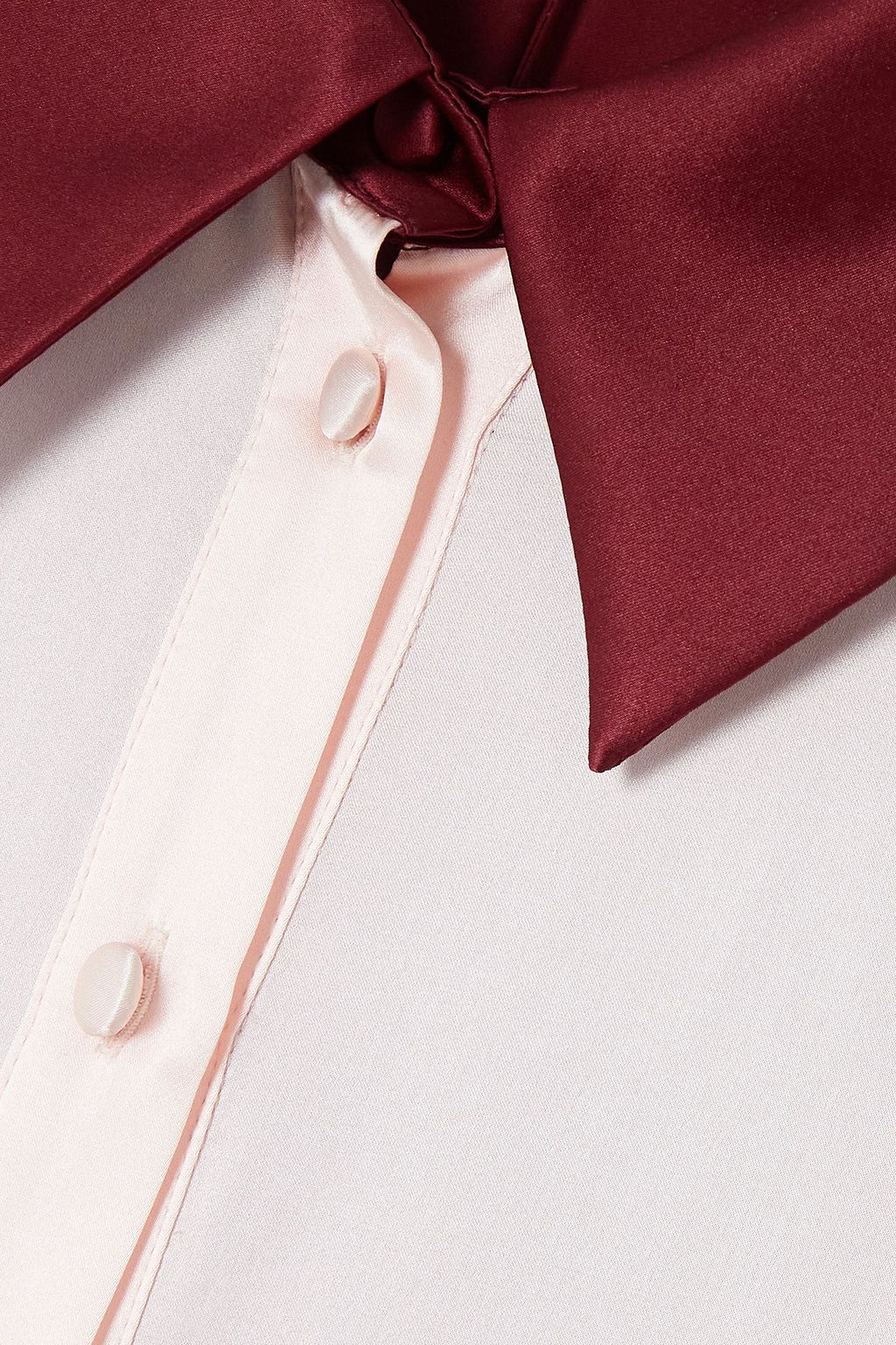 HALPERN Belted two-tone silk-satin maxi shirt dress