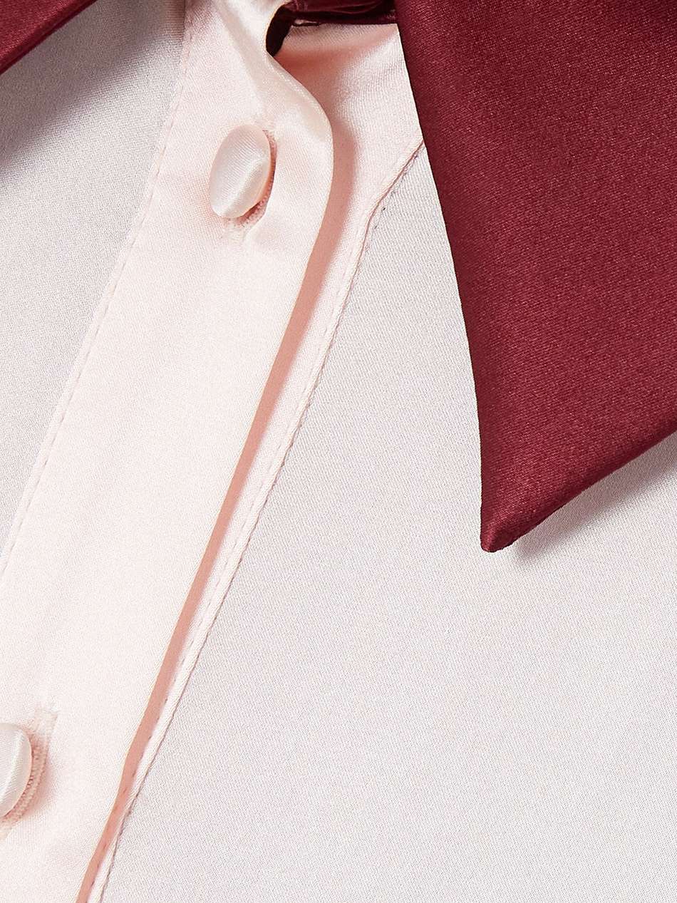 belted two-tone silk-satin maxi shirt dress