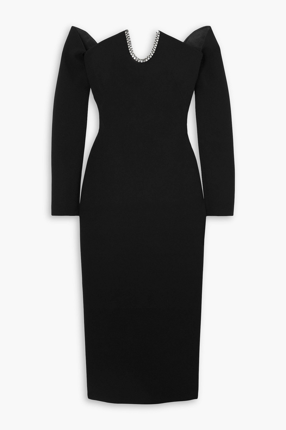 Safiyaa Bessy Off-the-shoulder Embellished Stretch-crepe Midi Dress In Black