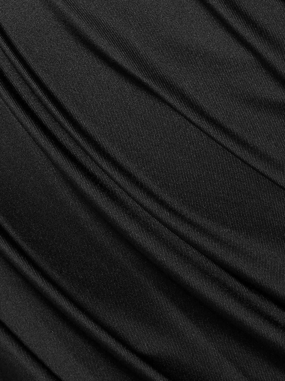 cold-shoulder ruched glossed-jersey midi dress