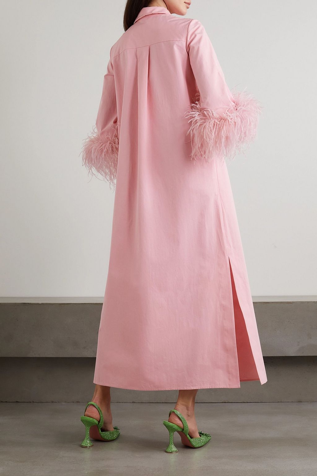 HUISHAN ZHANG Antonia Midikleid aus Baumwolle mit Federn