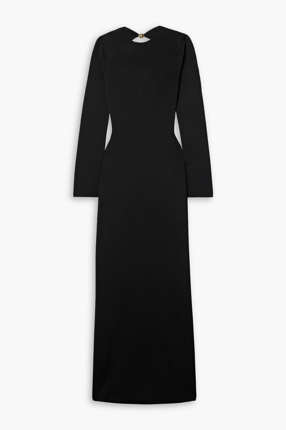 Galvan Vega Embellished Open-back Stretch-knit Maxi Dress In Black