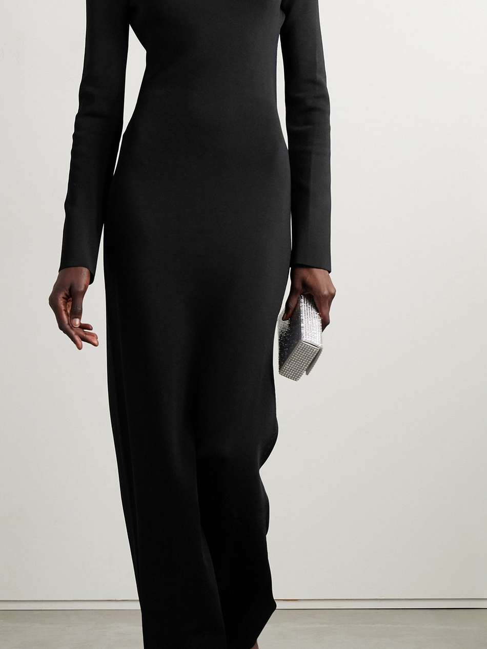 vega embellished open-back stretch-knit maxi dress