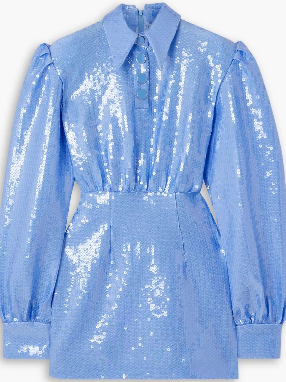 sequined satin mini dress