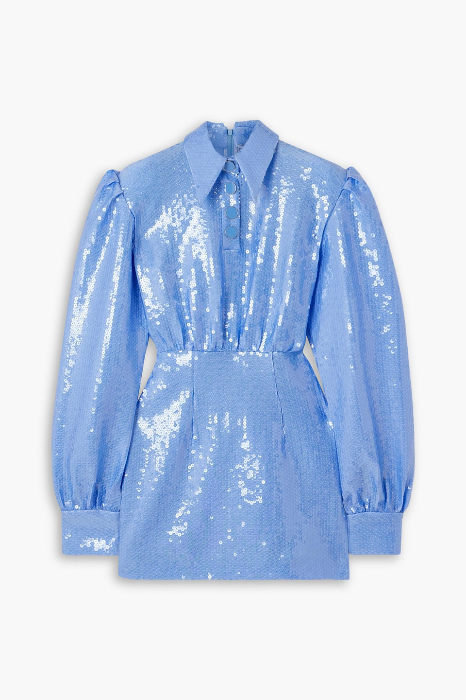 Rowen Rose Sequined Satin Mini Dress In Light Blue