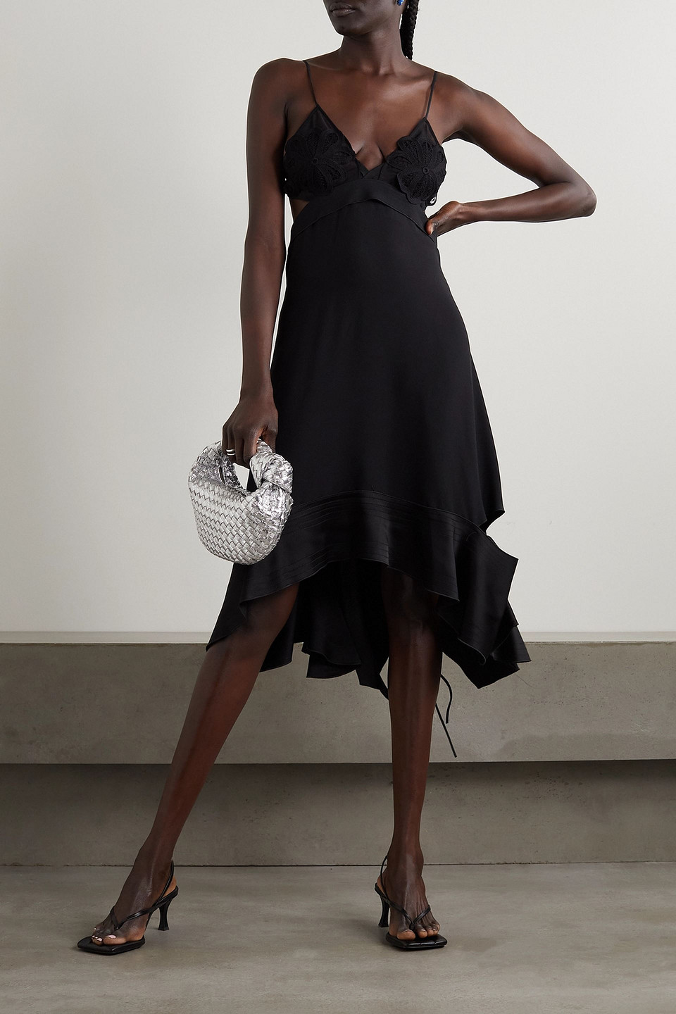 Victoria Beckham Open-back Cutout Crepe Midi Dress In Black