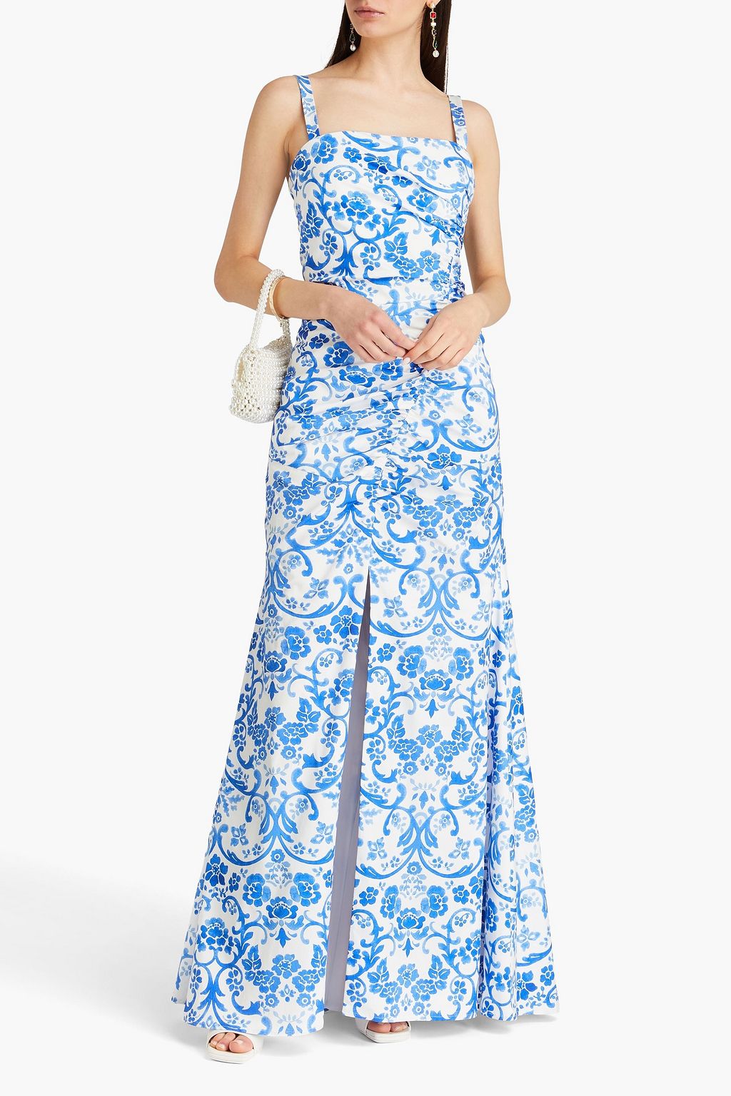 CAROLINA HERRERA 루쉬 장식 프린트 오토만 가운
