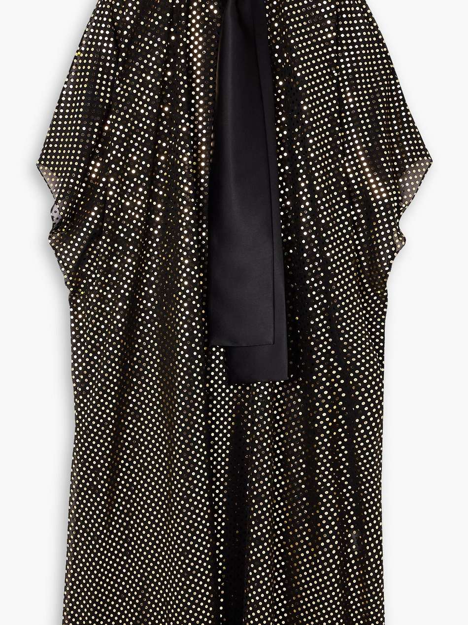 pussy-bow metallic polka-dot chiffon kaftan