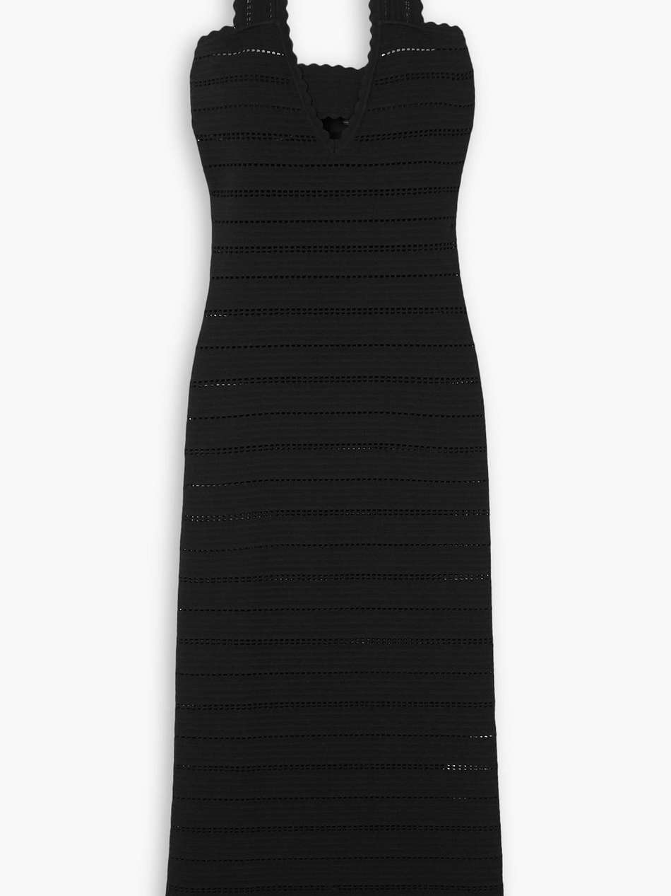 pointelle-knit halterneck midi dress