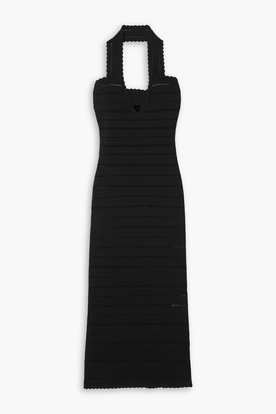 Victoria Beckham Pointelle-knit Halterneck Midi Dress In Black