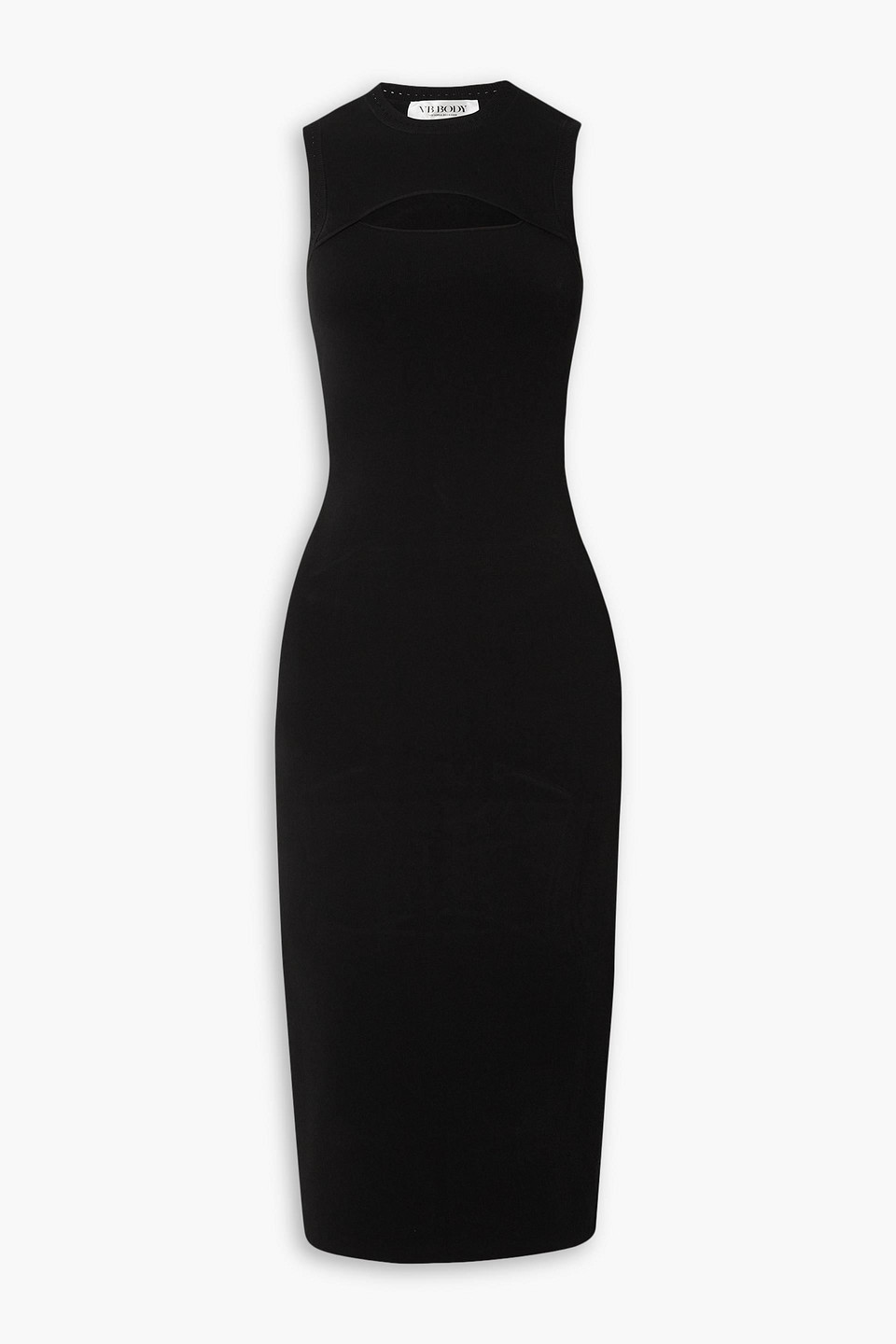 Shop Victoria Beckham Vb Body Cutout Stretch-knit Midi Dress In Black