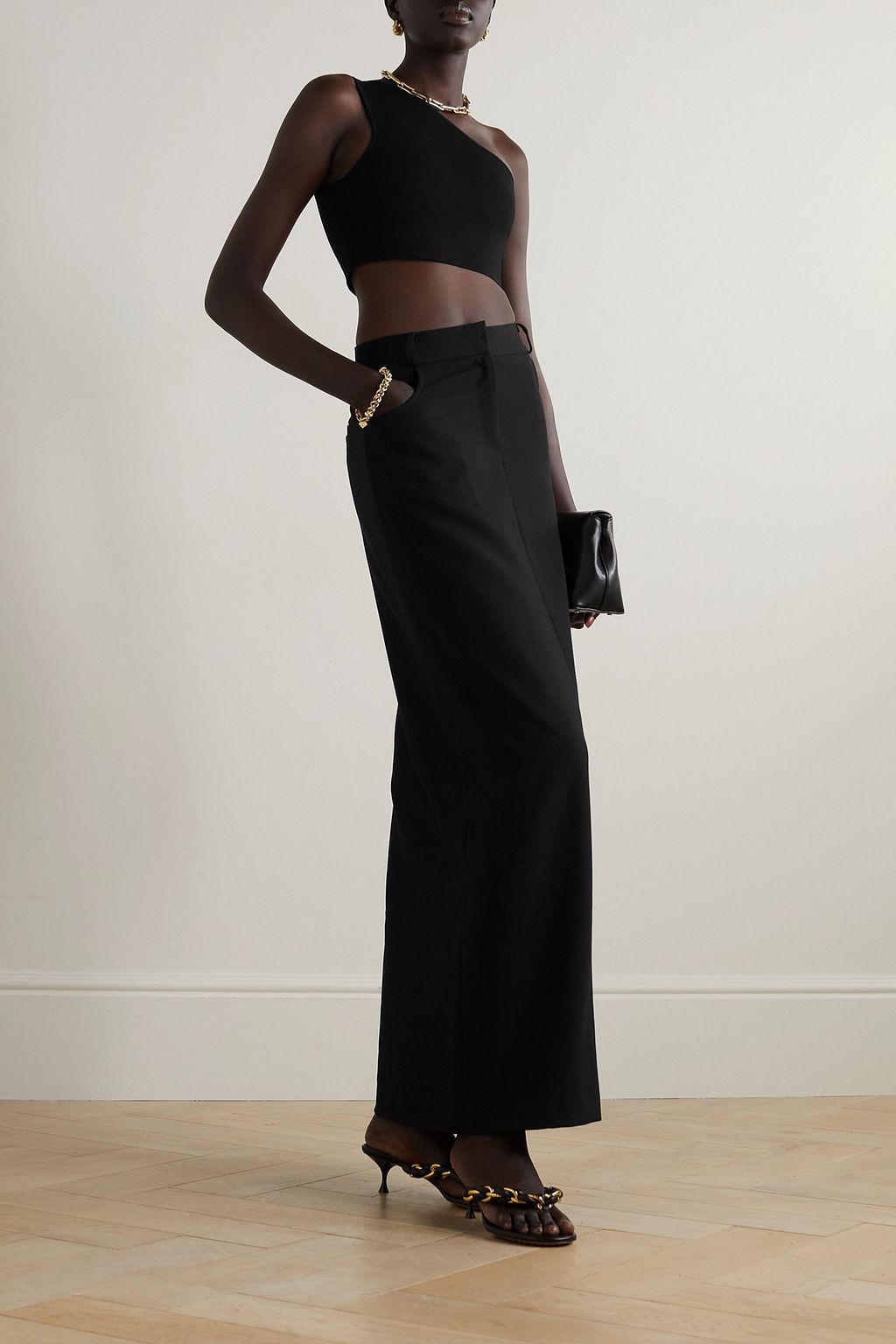 VB BODY VICTORIA BECKHAM بلوزة VB Body قصيرة بكتف واحدة من نسيج بحبكة مطاطة