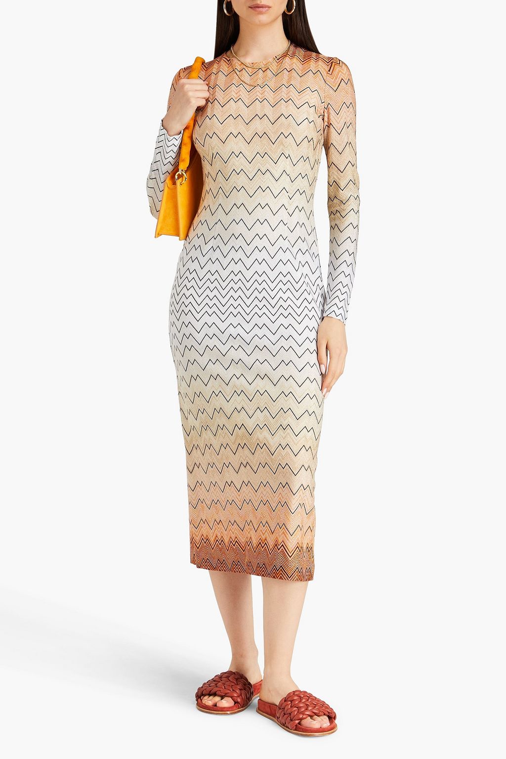 MISSONI 메탈릭 니트 미디 드레스