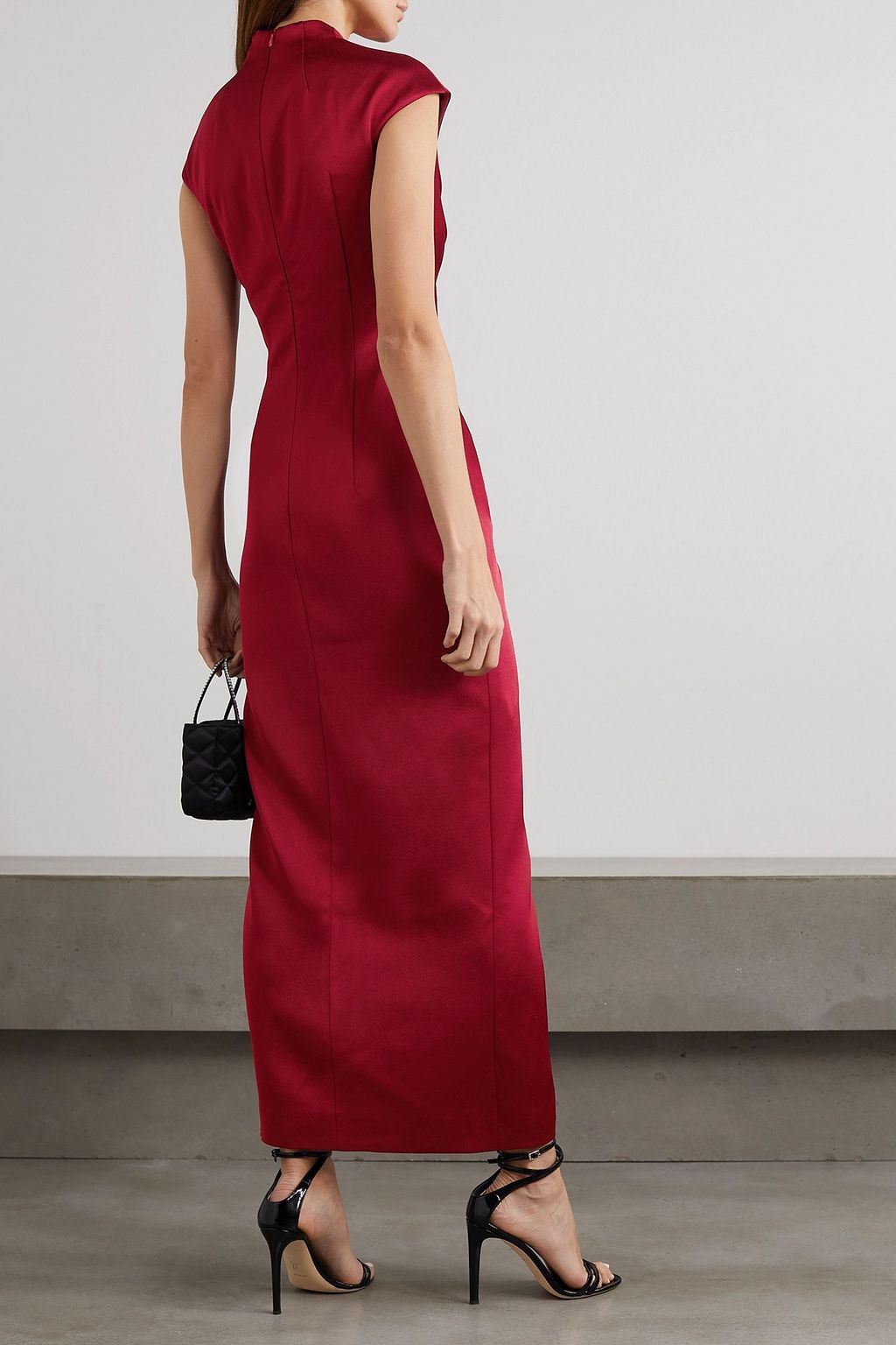 RASARIO Button-embellished draped satin midi dress