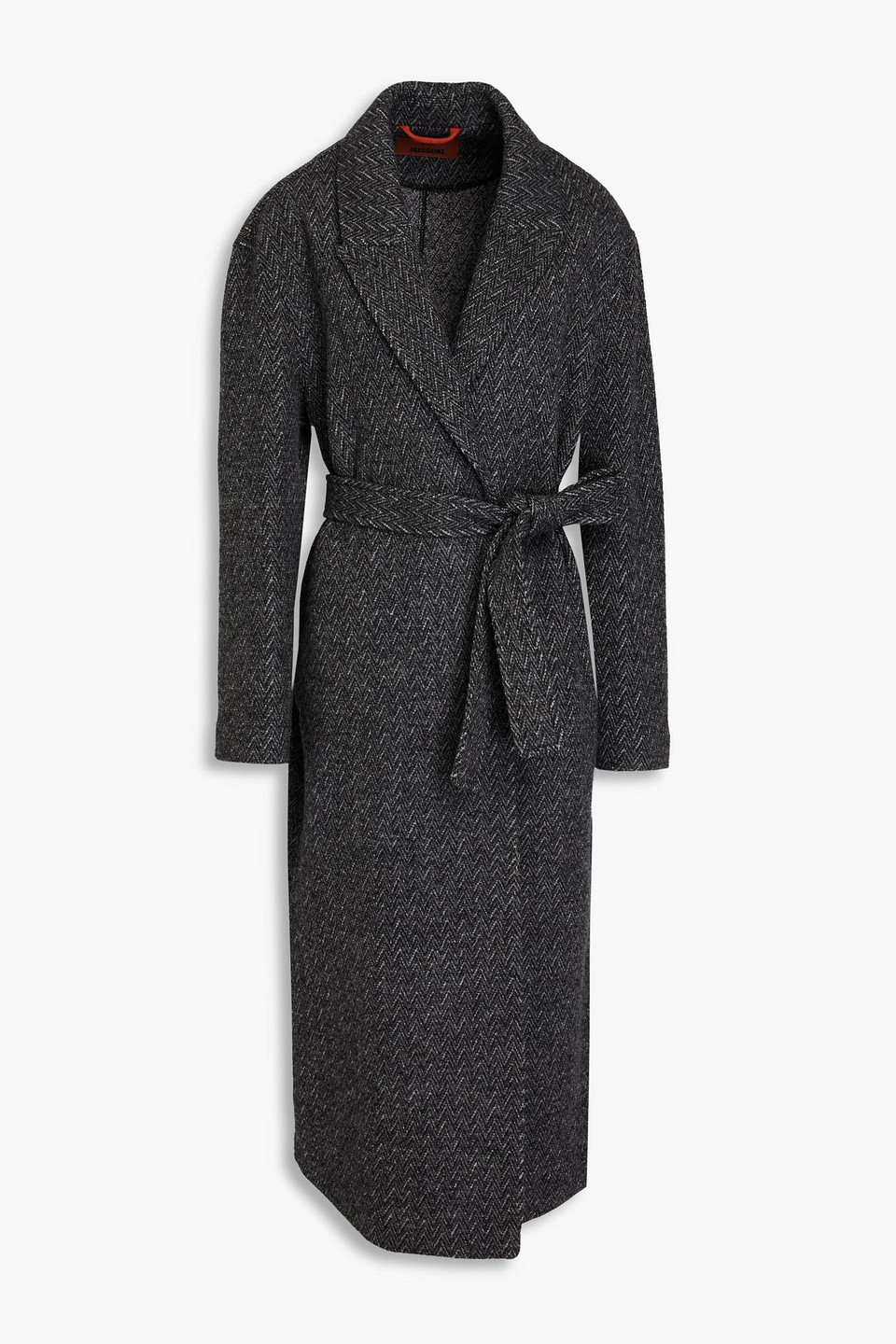 Missoni Belted Wool Coat In Grey