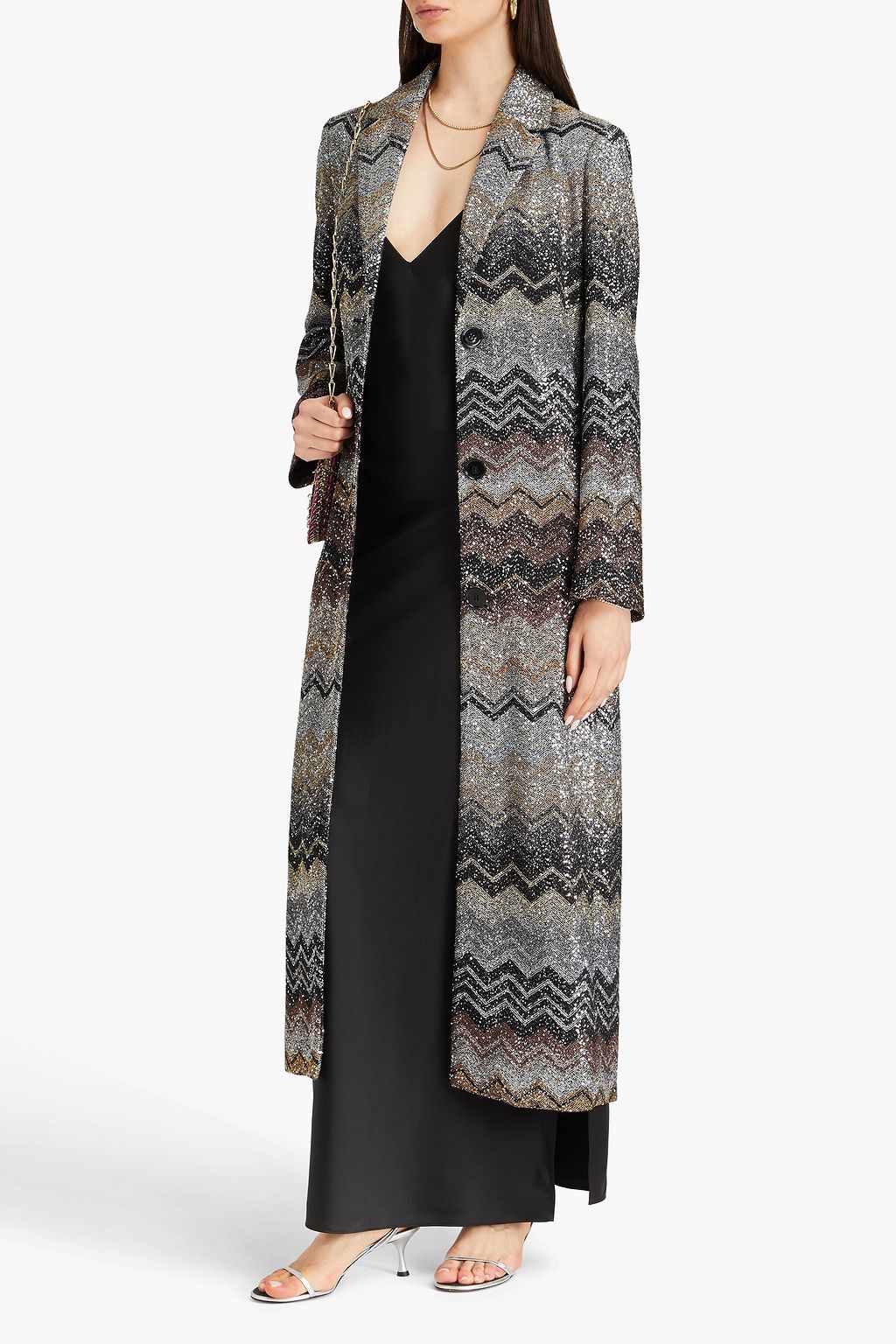 MISSONI Sequined metallic knitted coat