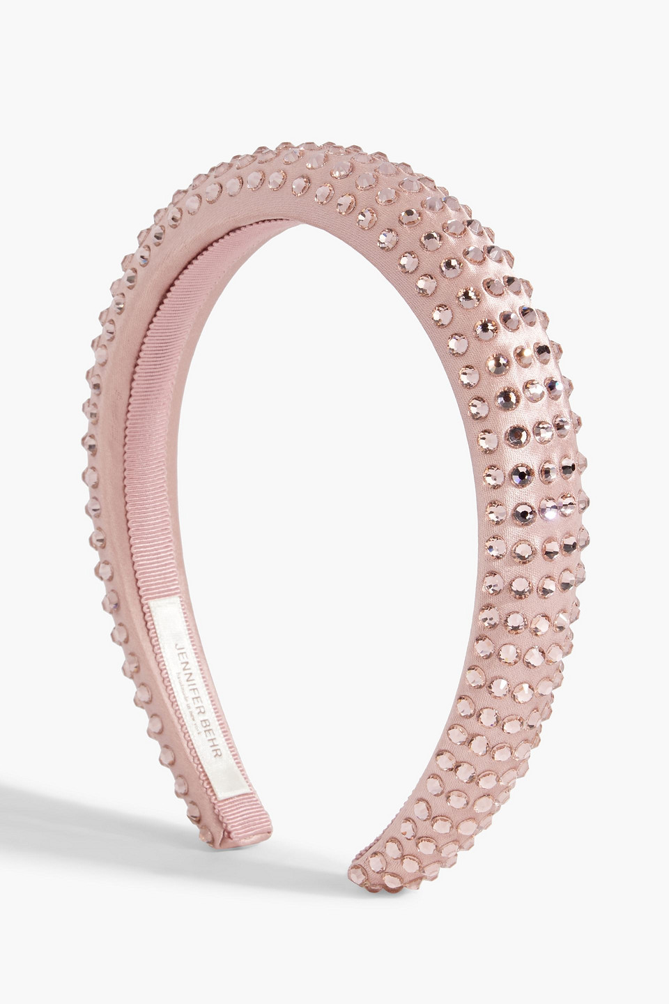 Jennifer Behr Christelle Crystal-embellished Padded Satin Headband In Pastel Pink