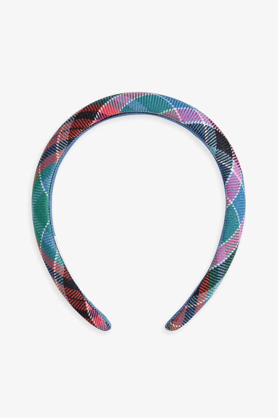 Jennifer Behr Rowan Padded Checked Woven Headband In Blue