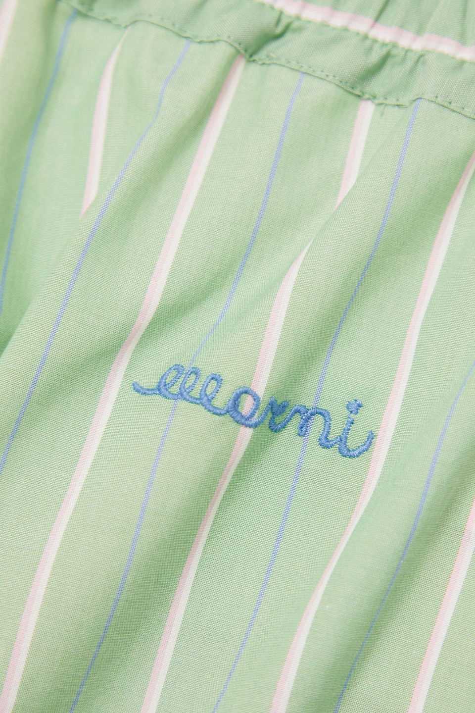 Marni Striped Organic Cotton Wide-leg Pants In Light Green