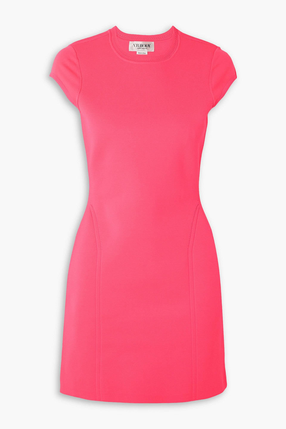 Victoria Beckham Vb Body Stretch-knit Mini Dress In Bright Pink