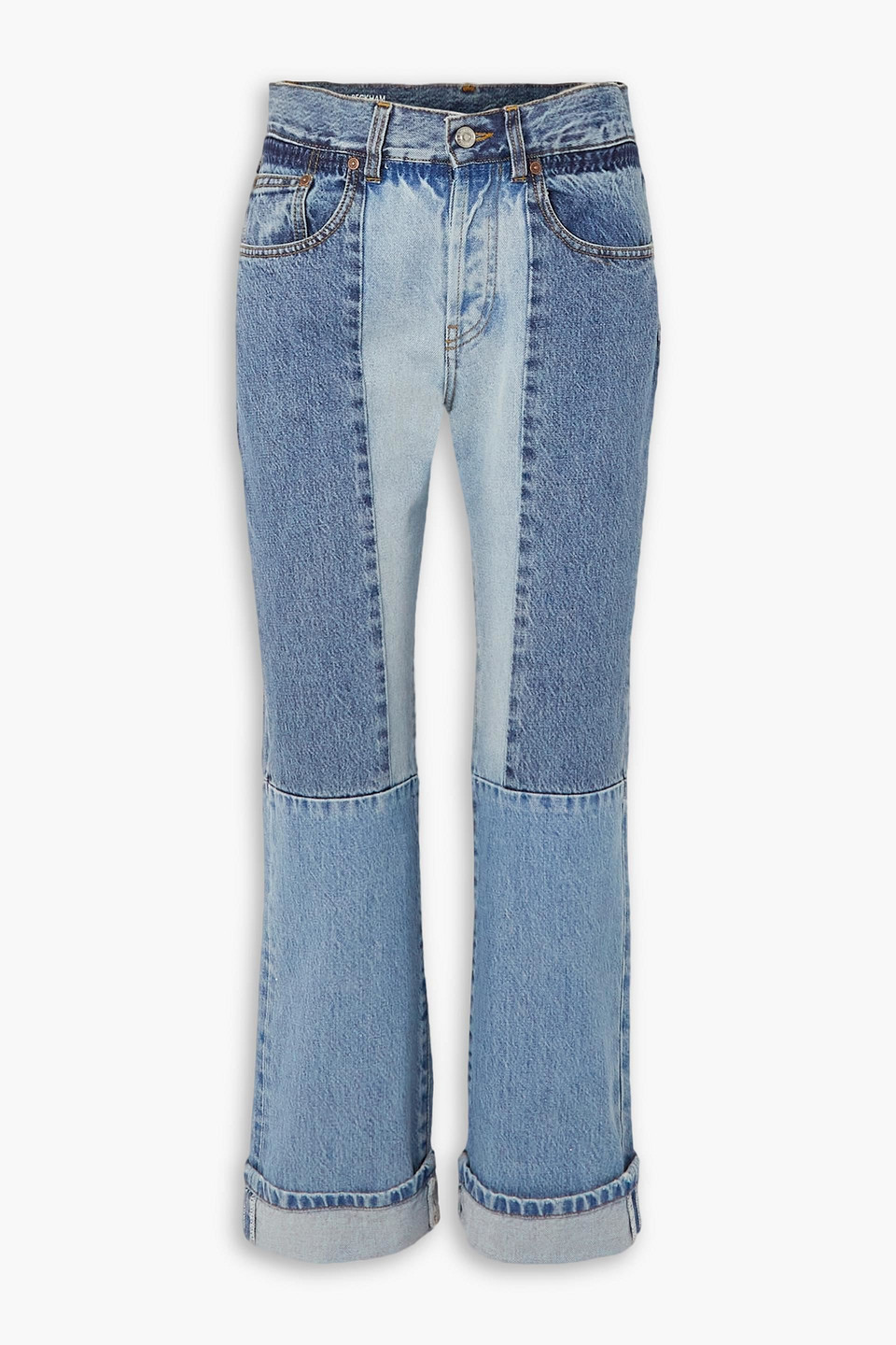 Victoria Beckham Victoria Patchwork Mid-rise Jeans In Mid Denim
