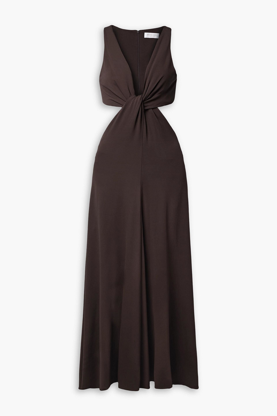Michael Kors Cutout Stretch-jersey Midi Dress In Dark Brown