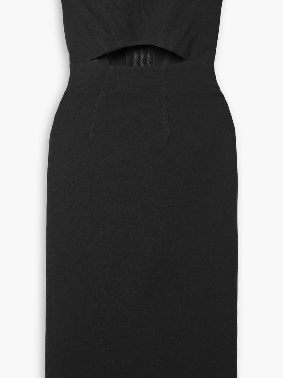 strapless cutout wool-crepe midi dress
