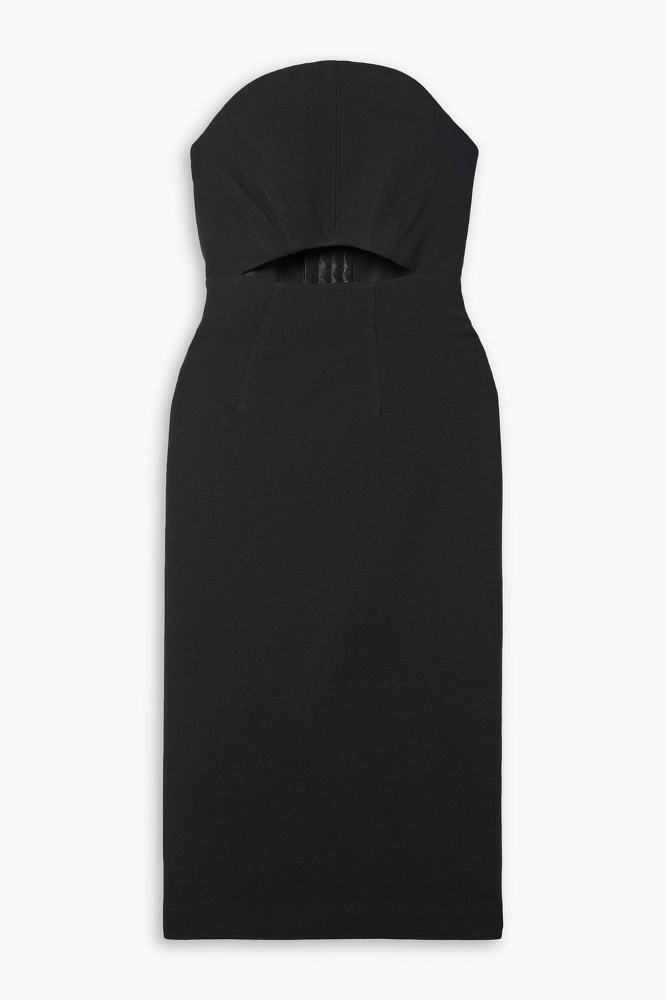 Roland Mouret Strapless Cutout Wool-crepe Midi Dress In Black