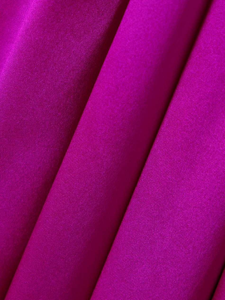 one-shoulder bow-detailed silk-satin gown