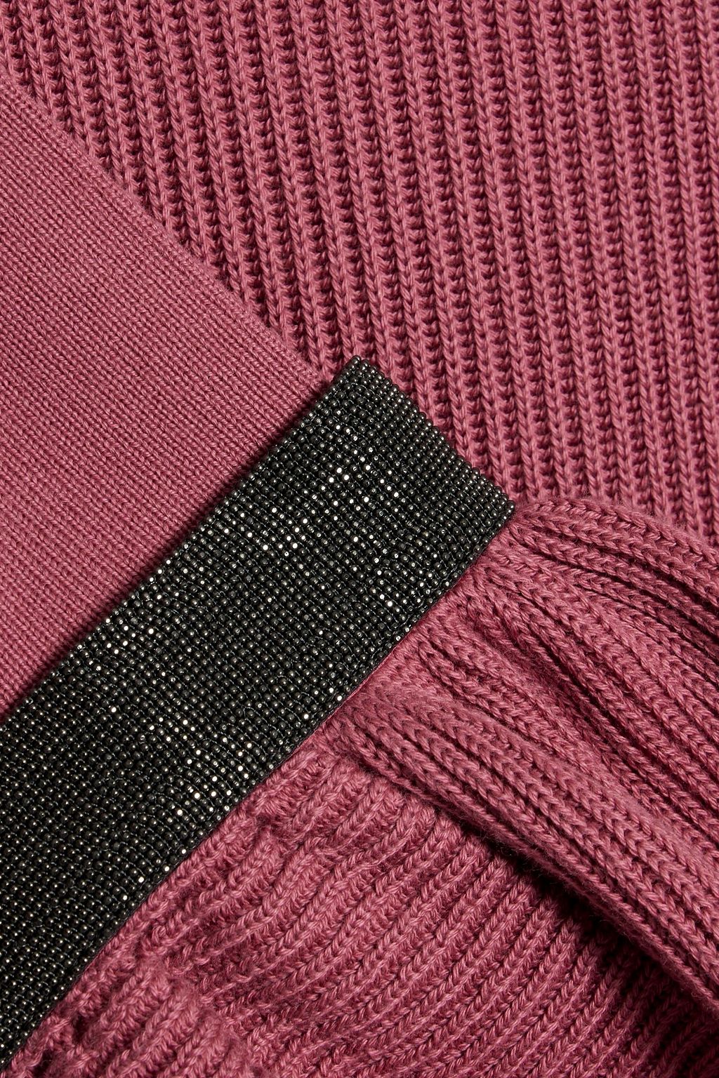 BRUNELLO CUCINELLI كنزة رياضية مصنوعة من القطن بتصميم مضلّع ومزينة بالخرز
