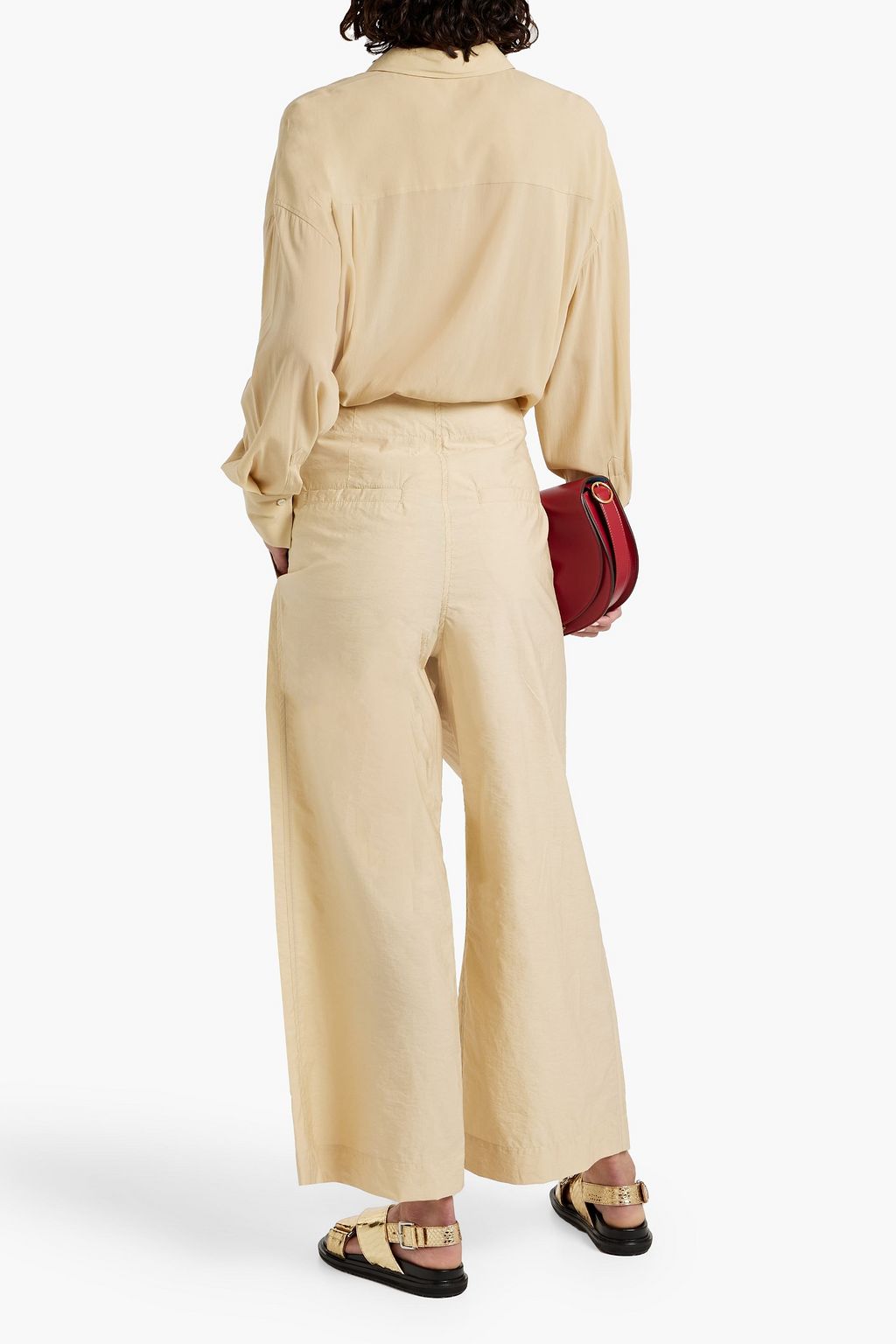 BRUNELLO CUCINELLI Bead-embellished stretch-silk chiffon shirt