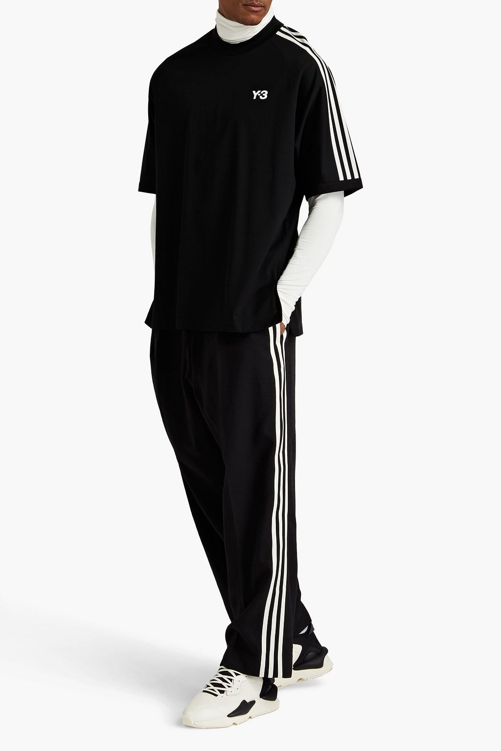 Y-3 Striped stretch-cotton jersey T-shirt