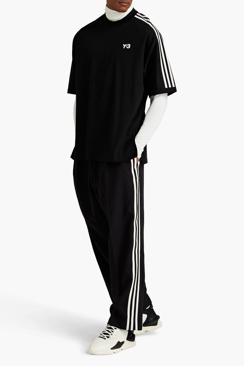 関税込【Y-3】Striped stretch cotton jersey T-shirt Y-3 Striped stretch-cotton jersey T-shirt | THE OUTNET