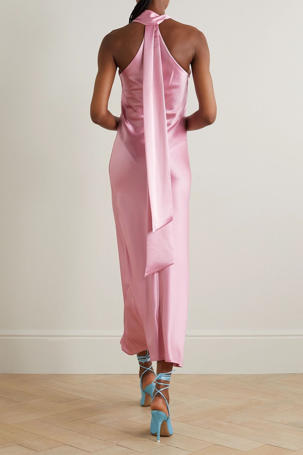 GALVAN  LONDON Pandora satin halterneck midi dress