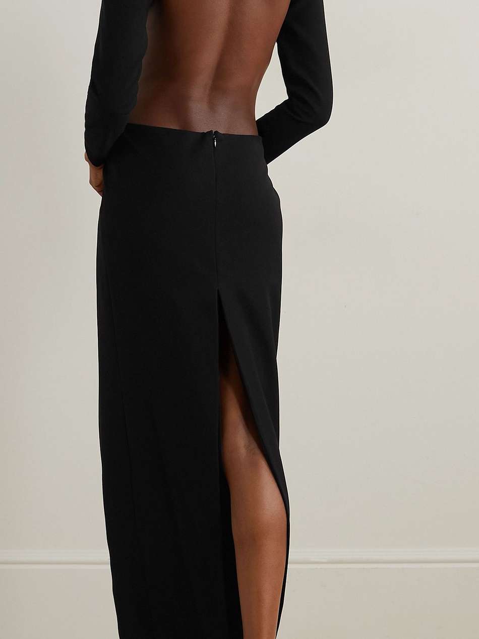 open-back cutout crepe gown