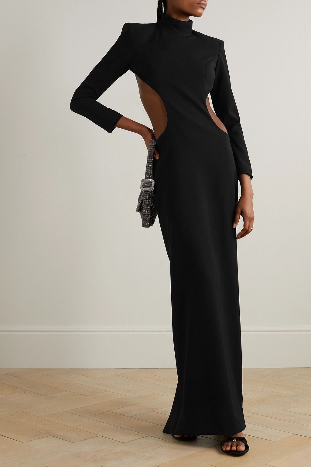MÔNOT Open-back cutout crepe gown