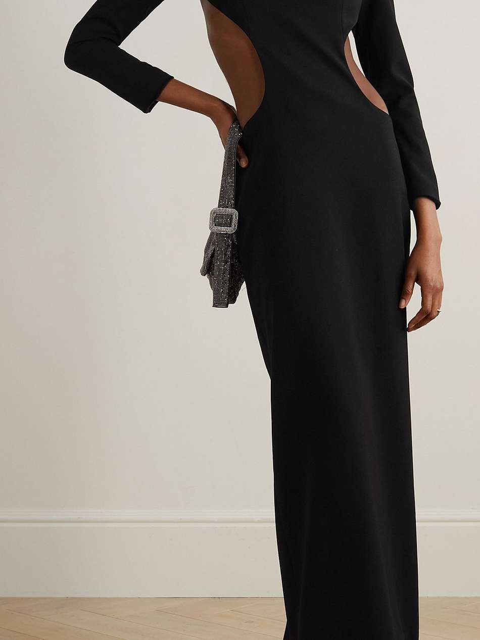 open-back cutout crepe gown