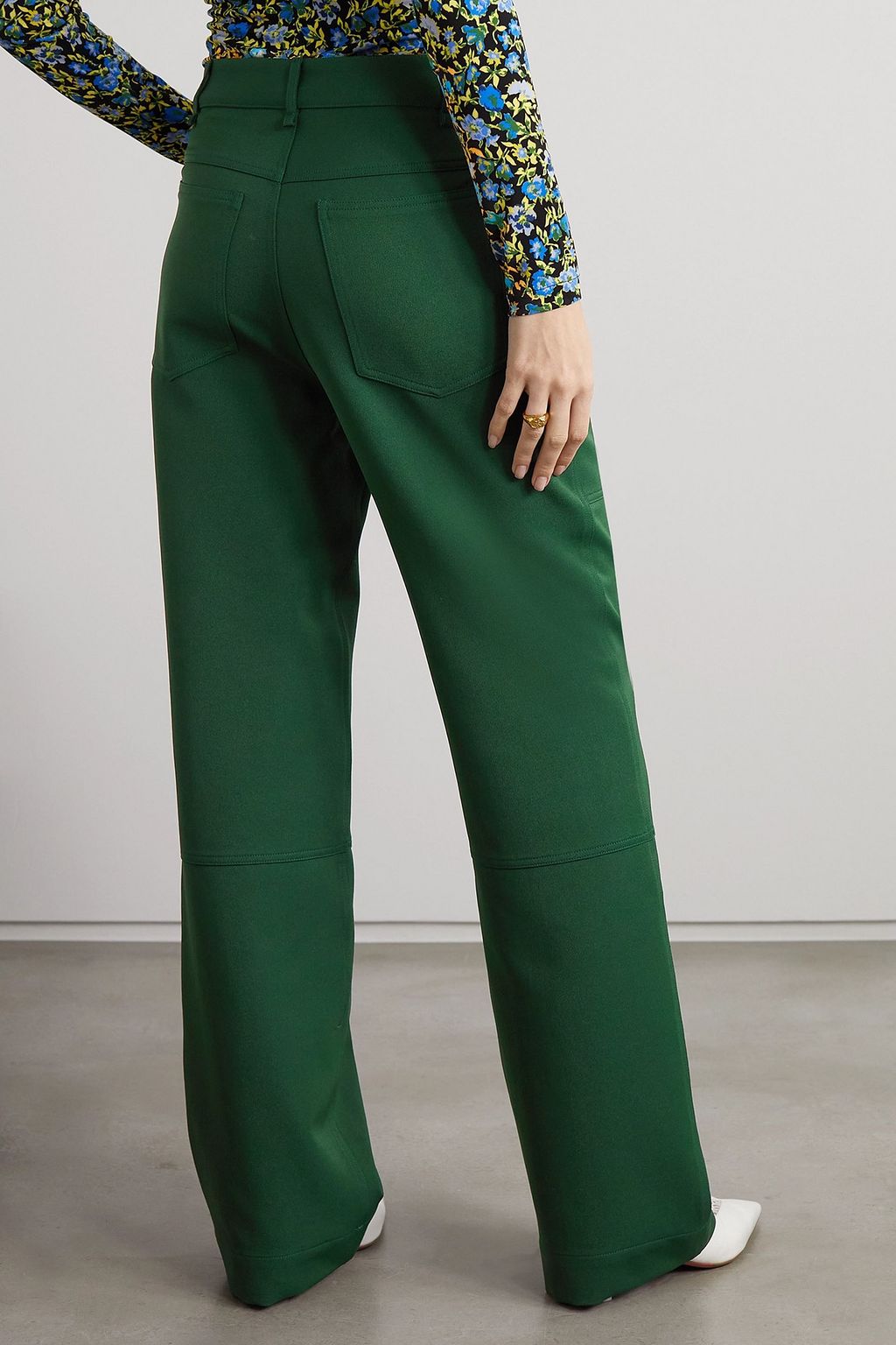 VICTORIA BECKHAM Hose mit weitem Bein aus Twill aus einer Wollmischung
