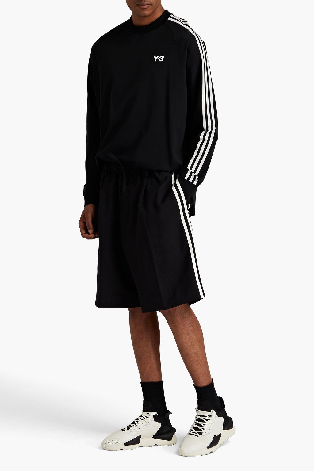 Y-3 تي شيرت من قطن جيرسي بتصميم مخطط