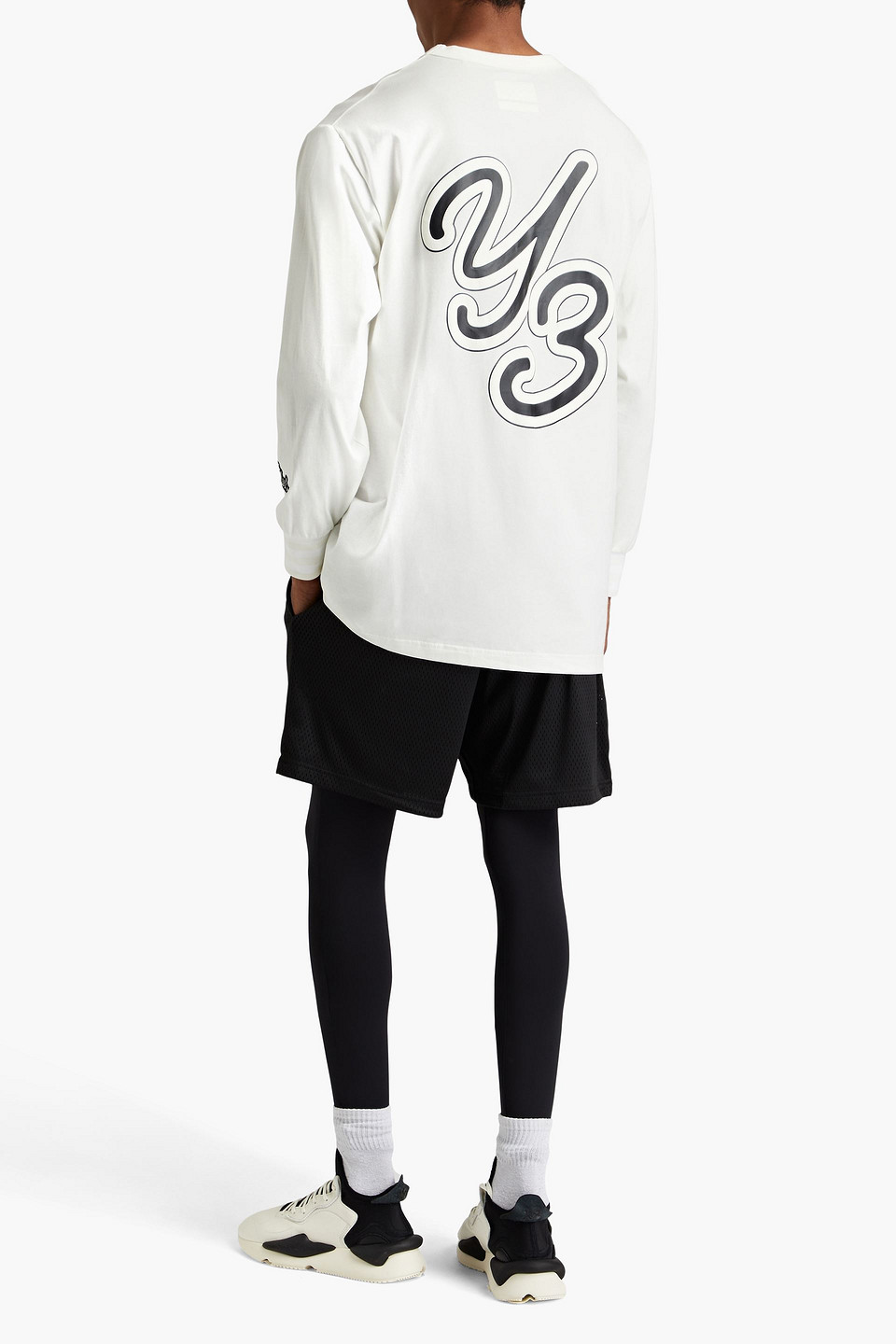 Y-3 Embroidered Logo-print Cotton-jersey T-shirt In Off-white