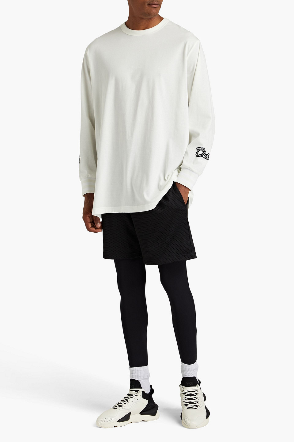 Y-3 Embroidered Logo-print Cotton-jersey T-shirt In Off-white