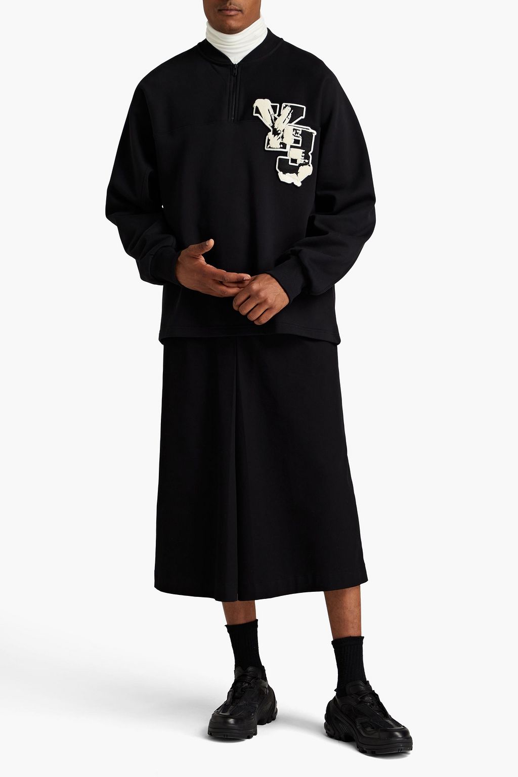 Y-3 سويت شيرت بنصف سحّاب من قطن تيري فرنسي مطاطي بتصميم مطرّز