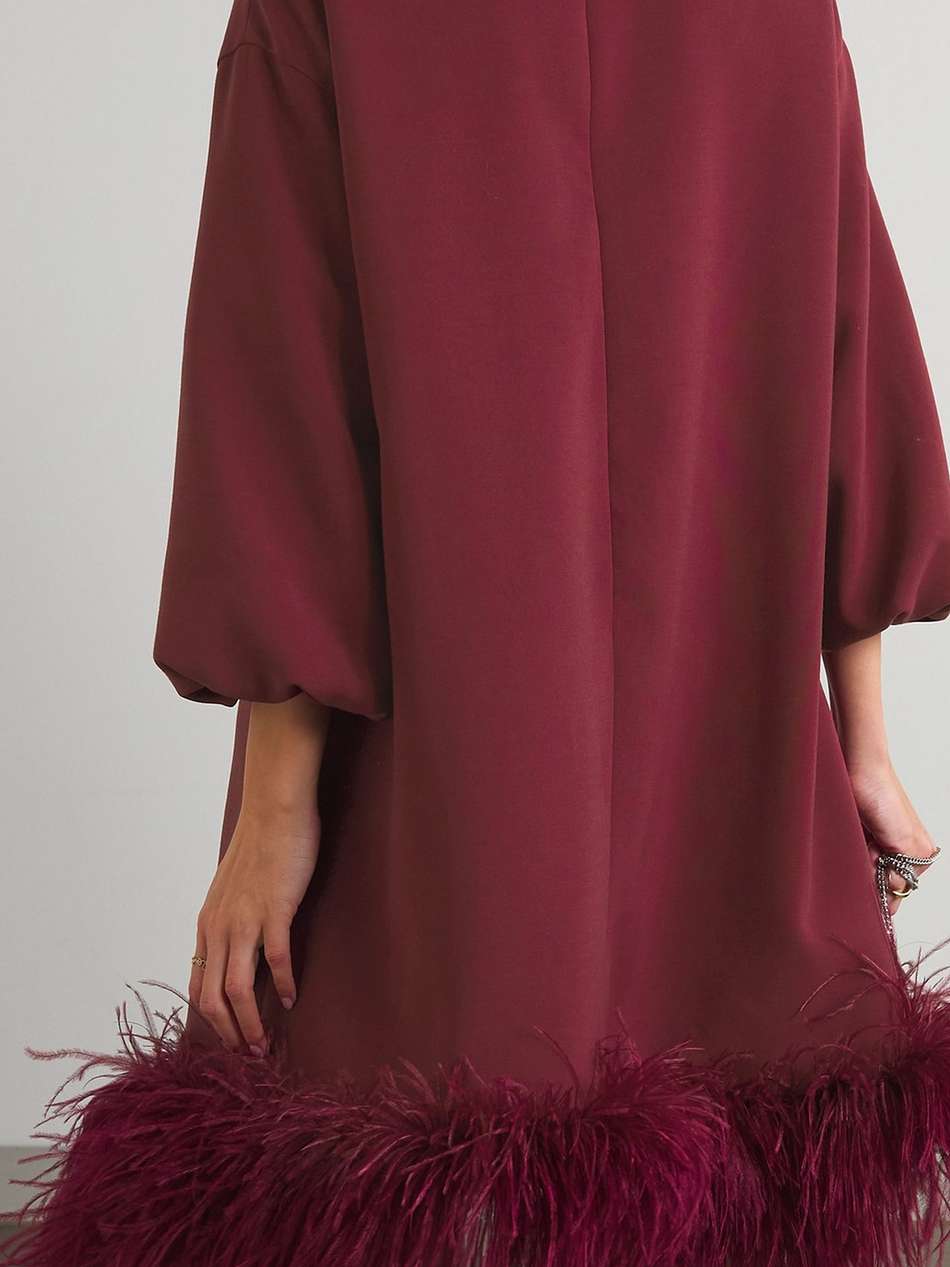 meiling feather-trimmed crystal-embellished crepe mini dress