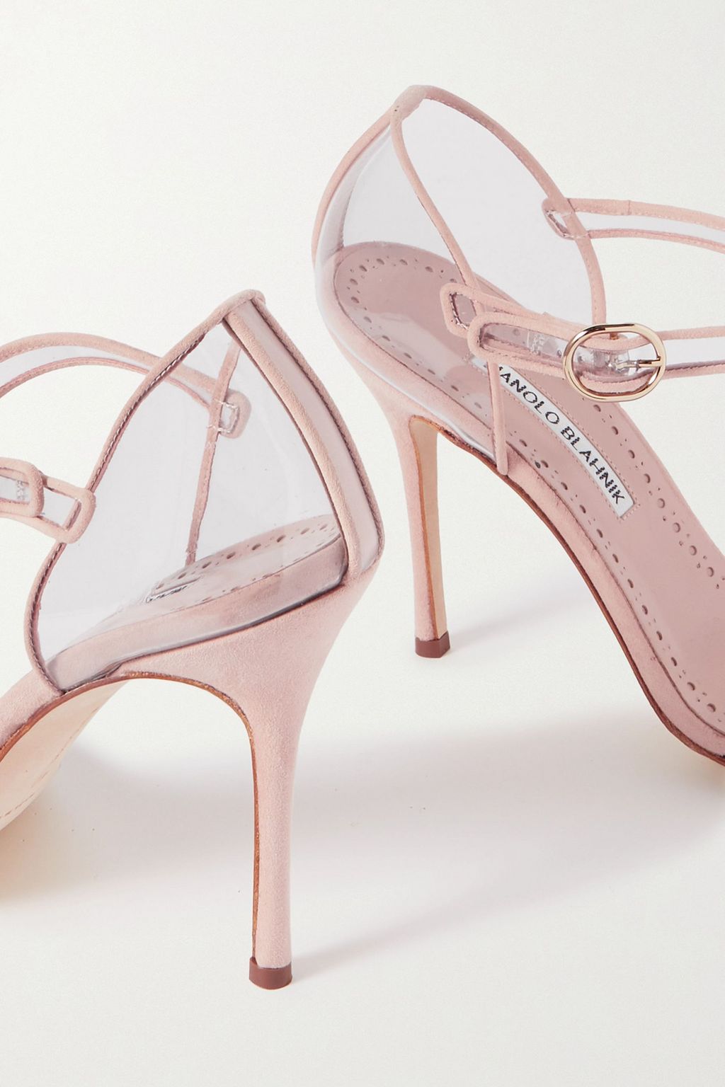 MANOLO BLAHNIK Fersen 105 PVC and suede sandals