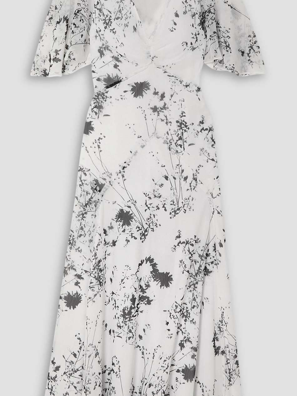 floral-print chiffon midi dress