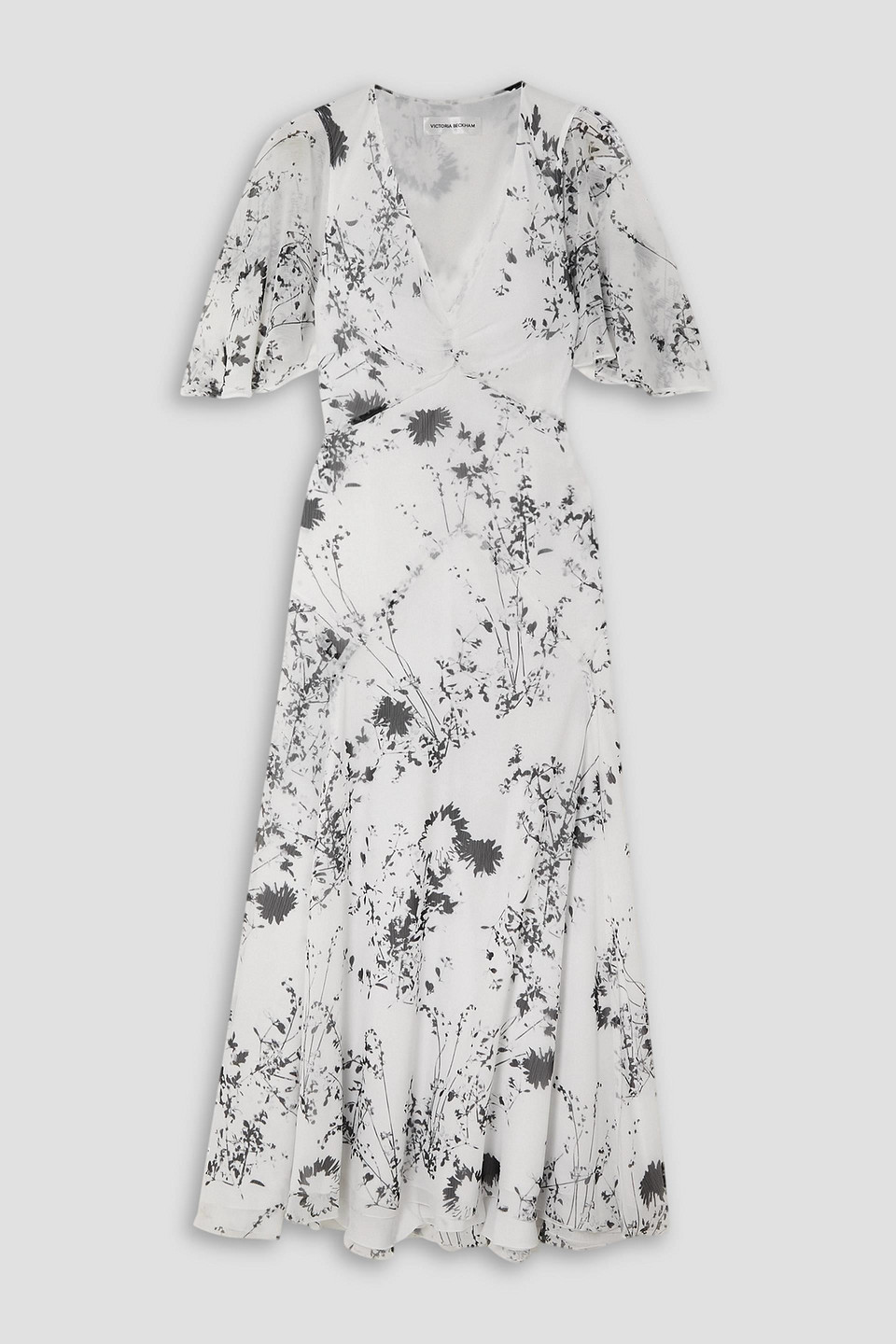 Victoria Beckham Floral-print Chiffon Midi Dress In White