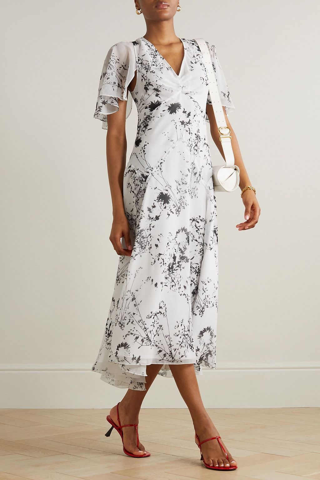 VICTORIA BECKHAM Floral-print chiffon midi dress